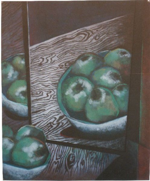 Bowl of Apples and Mirror by Ulla Meyer | ArtworkNetwork.com