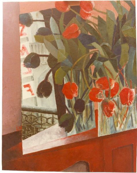 Red Tulips Mirror and Window by Ulla Meyer | ArtworkNetwork.com